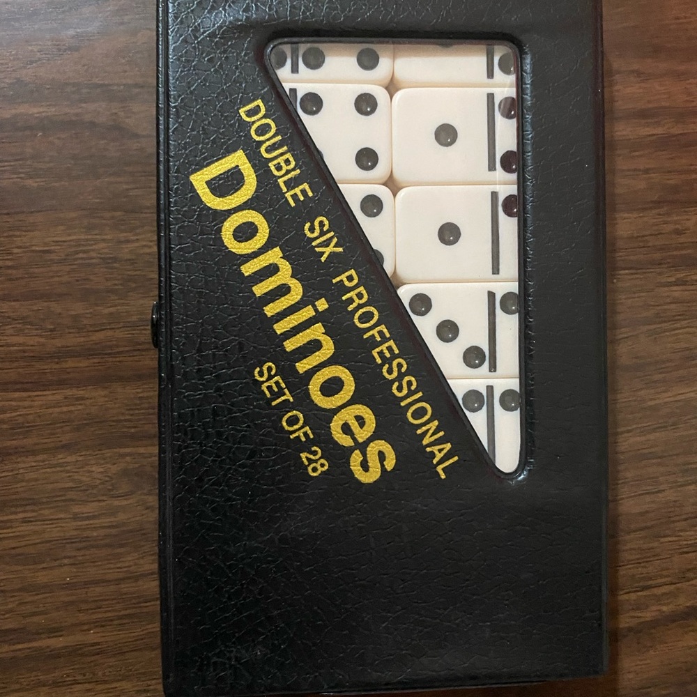 Professional Double Six Dominoes Set - Black and White